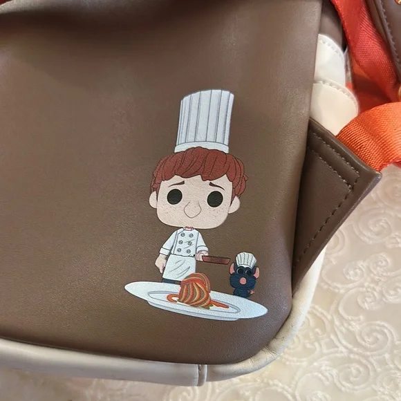 Loungefly Parisian Building Backpack in Brown, Red, and Cream ratatouille - Picture 9 of 12